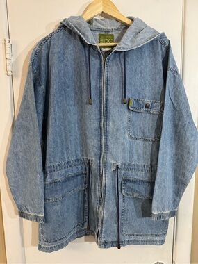 Women's Light Blue Hooded Denim Jacket by EDC